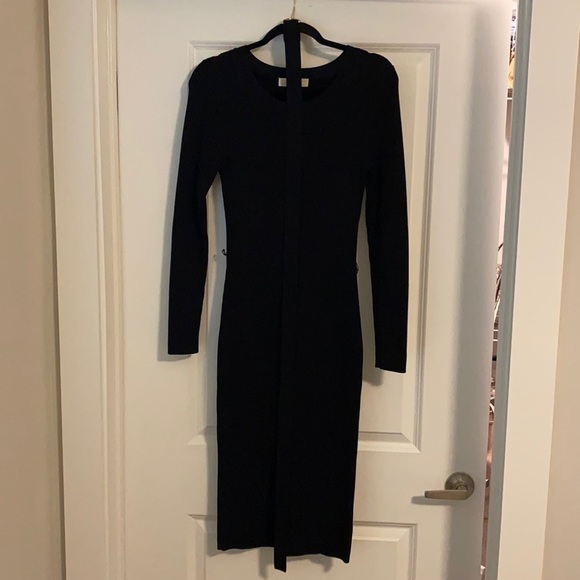 Michael Kors MIDI Ribbed Long Sleeve Dress - Picture 1 of 3